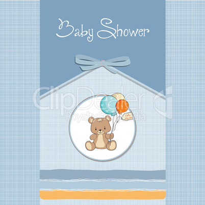 baby shower card with cute teddy bear