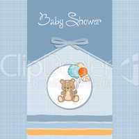 baby shower card with cute teddy bear