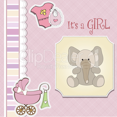 romantic baby girl announcement card