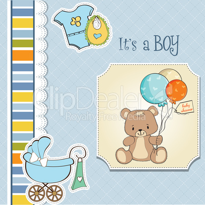 baby shower card with cute teddy bear