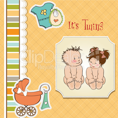 baby twins shower card