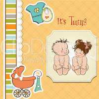 baby twins shower card