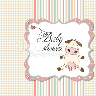 new baby girl announcement card with cow