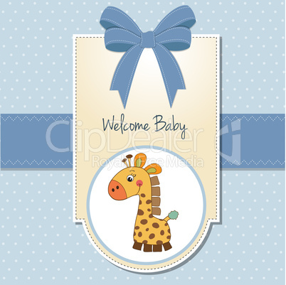 new baby boy announcement card with giraffe