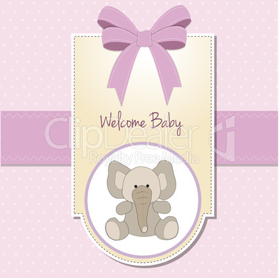 new baby girl announcement card with elephant