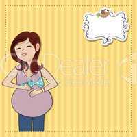 happy pregnant woman, baby shower card