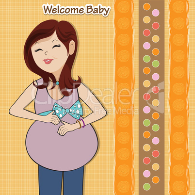 happy pregnant woman, baby shower card