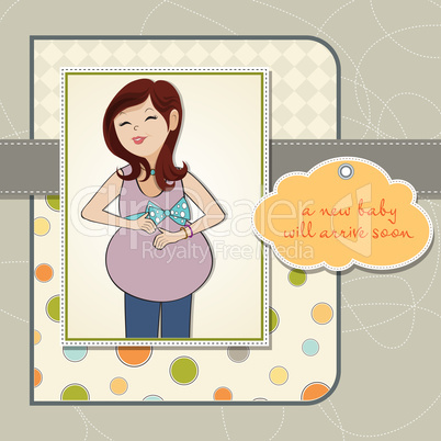 happy pregnant woman, baby shower card