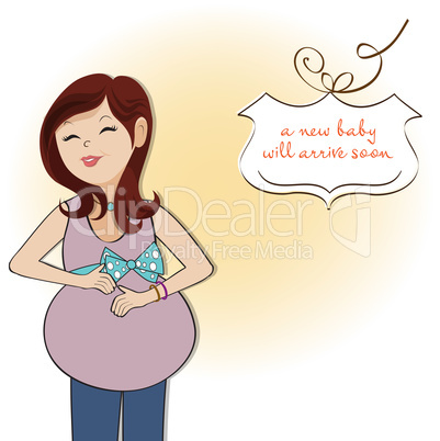 happy pregnant woman, baby shower card