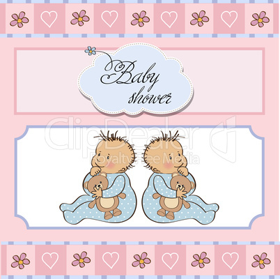 baby twins shower card