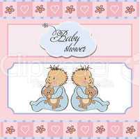 baby twins shower card