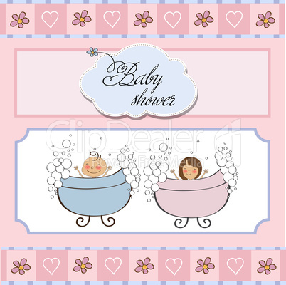 baby twins shower card