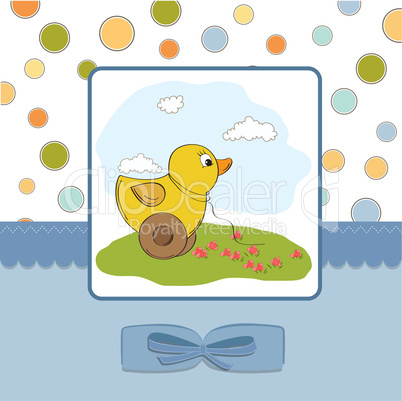 welcome card with duck toy