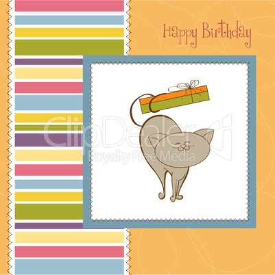 happy birthday card with cute cat