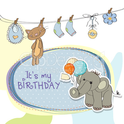 baby boy birthday card with elephant