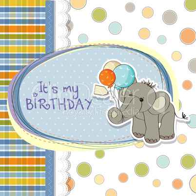 baby boy birthday card with elephant