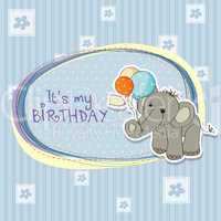 baby boy birthday card with elephant