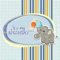 baby boy birthday card with elephant