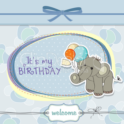 baby boy birthday card with elephant