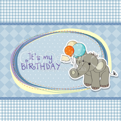 baby boy birthday card with elephant