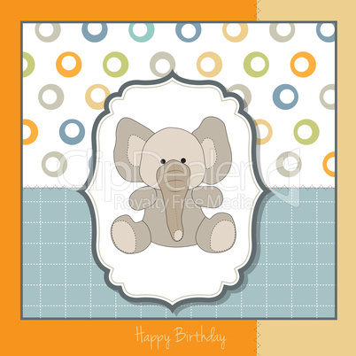 birthday greeting card with baby elephant