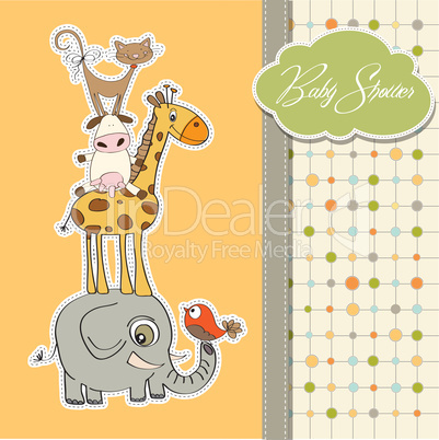 baby shower card with funny pyramid of animals