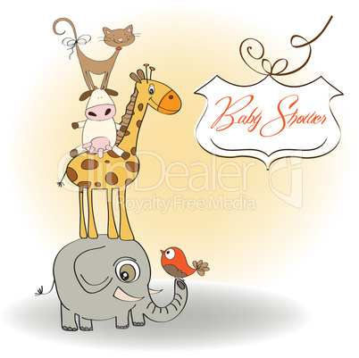 baby shower card with funny pyramid of animals