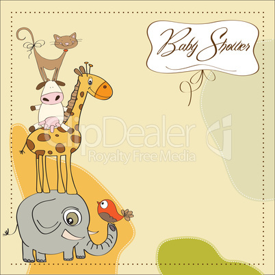 baby shower card with funny pyramid of animals