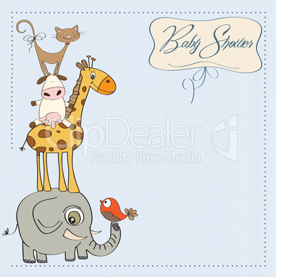 baby shower card with funny pyramid of animals