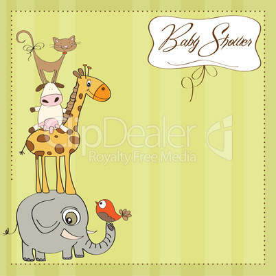 baby shower card with funny pyramid of animals