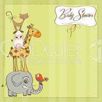 baby shower card with funny pyramid of animals