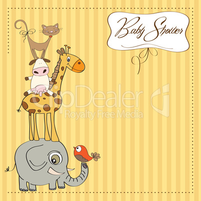 baby shower card with funny pyramid of animals