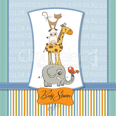 baby shower card with funny pyramid of animals