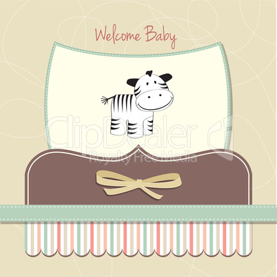 cute baby shower card with zebra