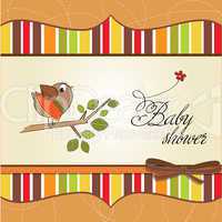 welcome baby card with funny little bird