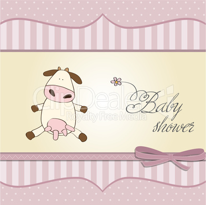 new baby girl announcement card with cow