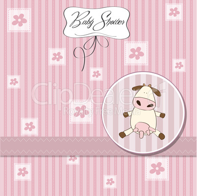 new baby girl announcement card with cow