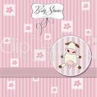 new baby girl announcement card with cow