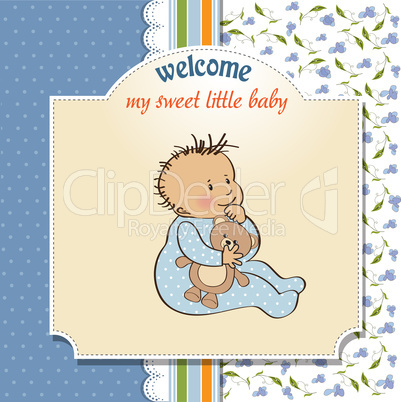 baby announcement card with little boy