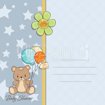 baby boy shower card with cute teddy bear