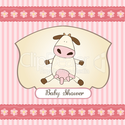 new baby girl announcement card with cow