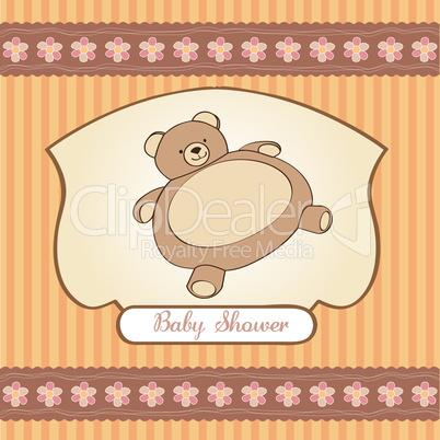 baby shower card with teddy bear toy