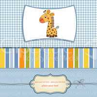 new baby announcement card with giraffe