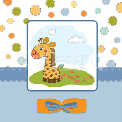 new baby announcement card with giraffe