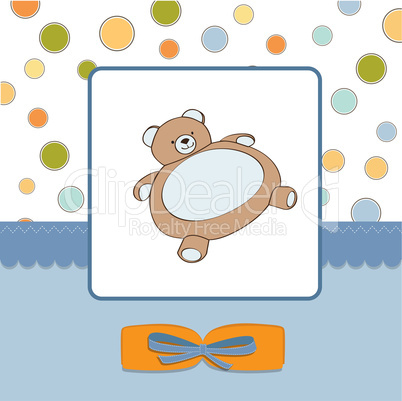 baby shower card with teddy bear toy