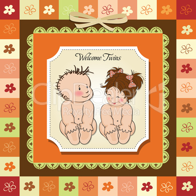 baby twins shower card