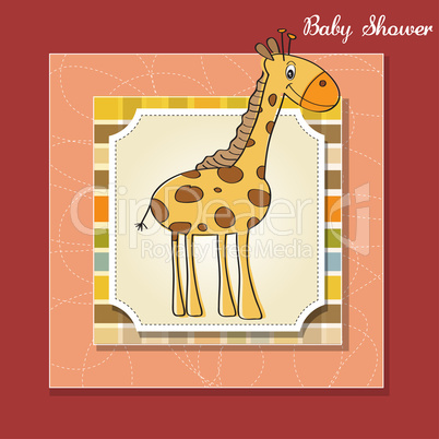 new baby announcement card with giraffe