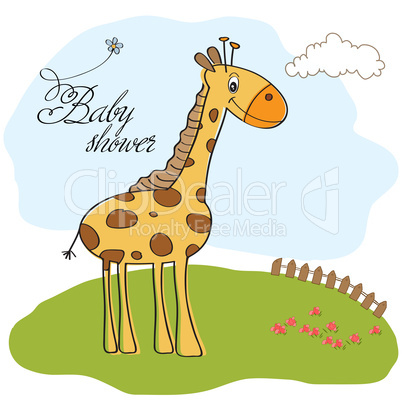 new baby announcement card with giraffe