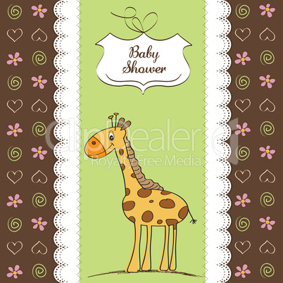 new baby announcement card with giraffe