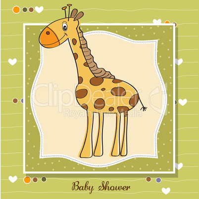 new baby announcement card with giraffe